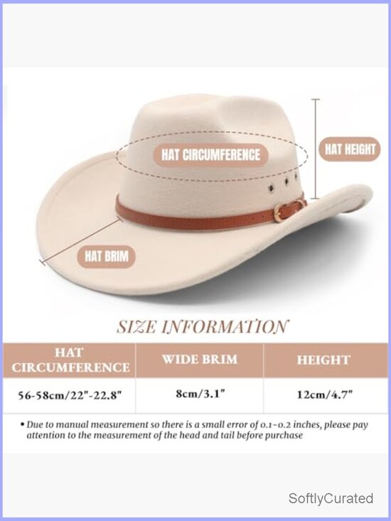 Cowboy Hat Wide Brim Fedora Western Cowgirl with Belt Buckle main image 7